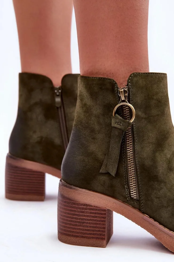 Damskie Boto Zamszowe Klasyczne Botki Damskie Zielone Limoso