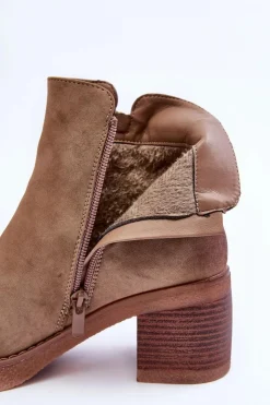 Boto Botki Ocieplane|Czarne Botki*Zamszowe Klasyczne Botki Damskie Beżowe Limoso