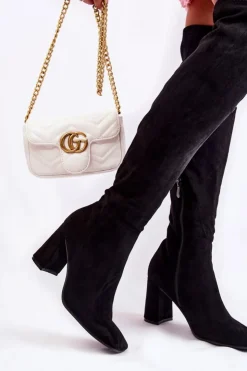 Hot Boto Zamszowe Klasyczne Kozaki Na Obcasie Czarne Kastia