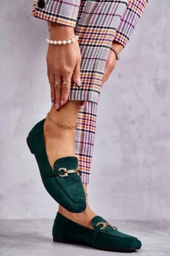 Boto Mokasyny Damskie Zamszowe*Zamszowe Klasyczne Mokasyny Zielone Roddie