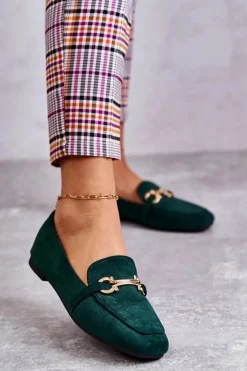 Boto Mokasyny Damskie Zamszowe*Zamszowe Klasyczne Mokasyny Zielone Roddie