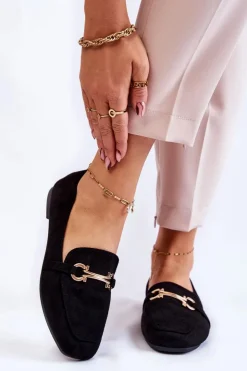 Boto Zamszowe Klasyczne Mokasyny Czarne Roddie