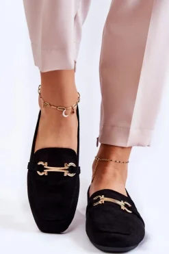 Boto Zamszowe Klasyczne Mokasyny Czarne Roddie