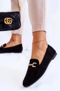 Boto Zamszowe Klasyczne Mokasyny Czarne Roddie