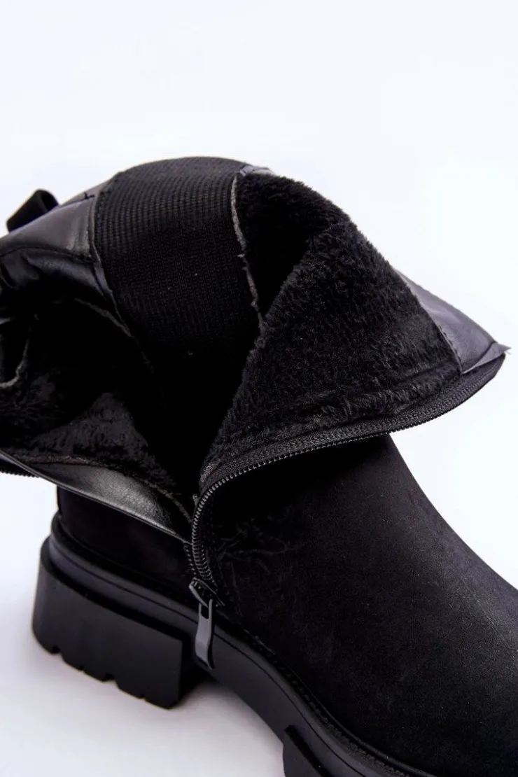 Boto Botki Ocieplane|Czarne Botki*Zamszowe Klasyczne Ocieplane Botki Czarne Vergilia Czarny