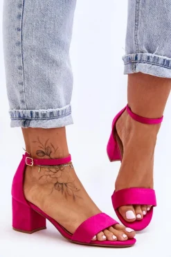 Damskie Boto Zamszowe Klasyczne Sandały Na Niskim Obcasie Fuksja Honeymoon