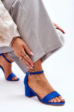 Boto Sandały Na Obcasie*Zamszowe Klasyczne Sandały Na Niskim Obcasie Niebieskie Honeymoon
