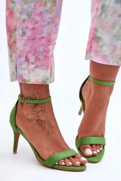 Damskie Boto Zamszowe Klasyczne Sandały Na Szpilce Zielone Tossa