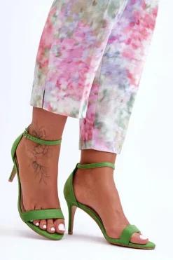 Damskie Boto Zamszowe Klasyczne Sandały Na Szpilce Zielone Tossa