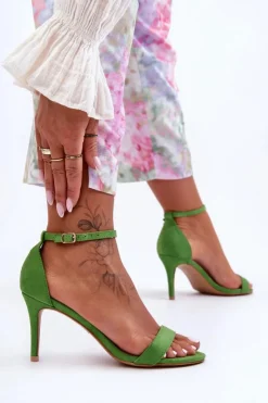 Damskie Boto Zamszowe Klasyczne Sandały Na Szpilce Zielone Tossa