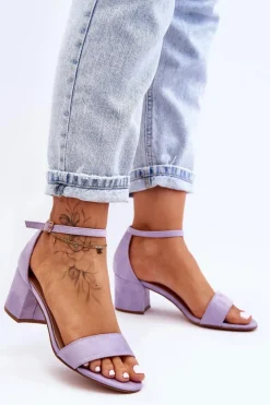 Online Boto Zamszowe Klasyczne Sandały Na Niskim Obcasie Fioletowe Honeymoon