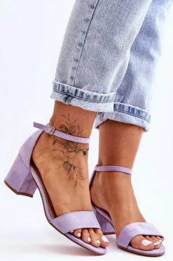 Online Boto Zamszowe Klasyczne Sandały Na Niskim Obcasie Fioletowe Honeymoon