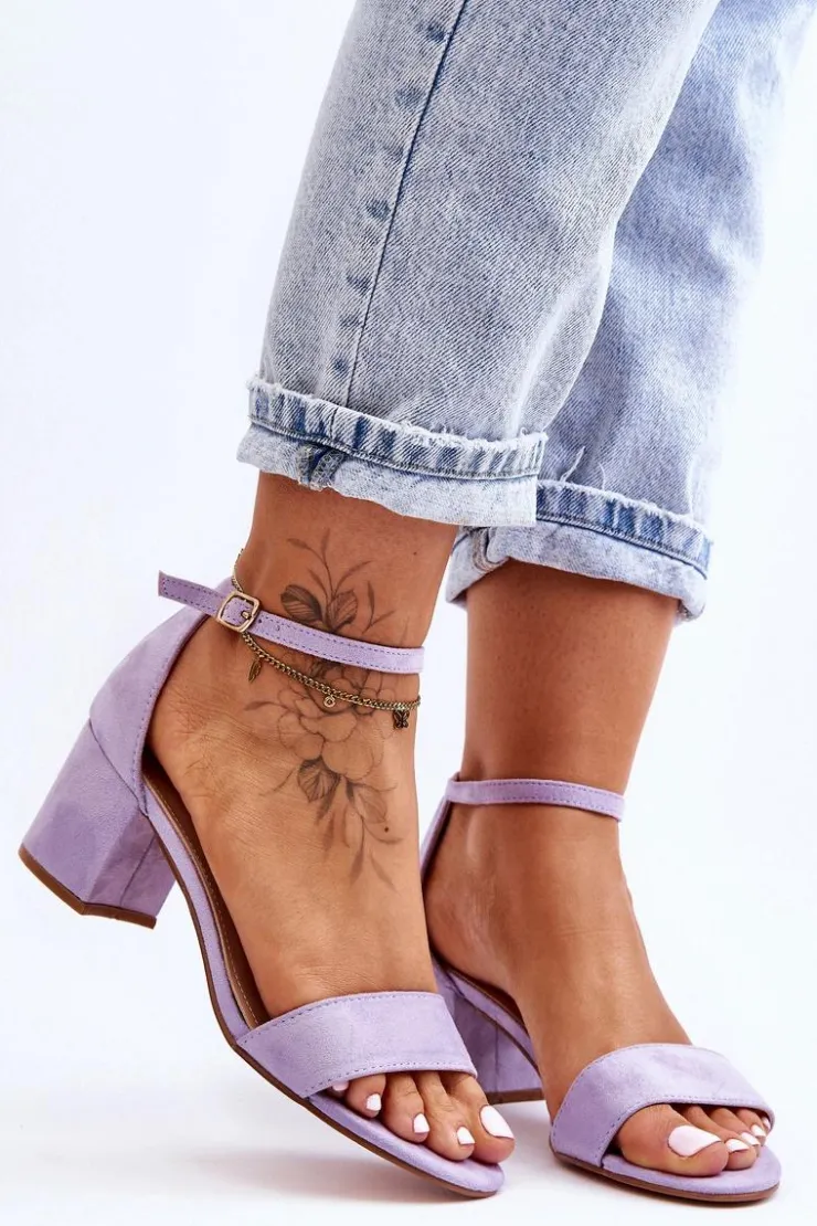 Online Boto Zamszowe Klasyczne Sandały Na Niskim Obcasie Fioletowe Honeymoon