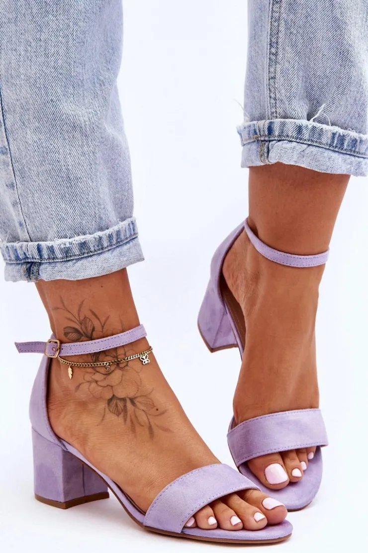 Online Boto Zamszowe Klasyczne Sandały Na Niskim Obcasie Fioletowe Honeymoon