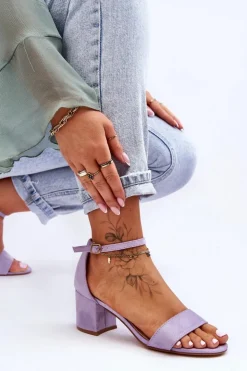 Online Boto Zamszowe Klasyczne Sandały Na Niskim Obcasie Fioletowe Honeymoon