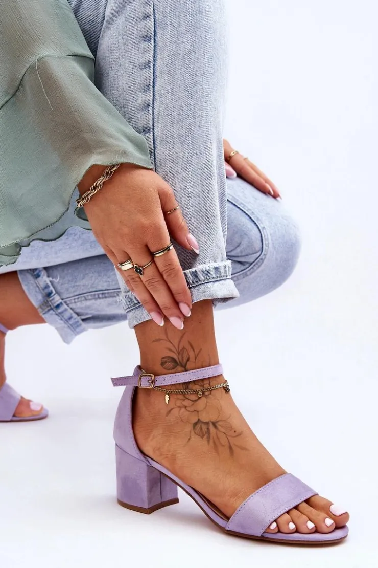 Online Boto Zamszowe Klasyczne Sandały Na Niskim Obcasie Fioletowe Honeymoon