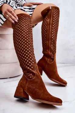 Boto Kozaki Wiosenne|Kozaki Ażurowe*Zamszowe Kozaki Ażurowe Brązowe Generous