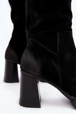 Boto Kozaki Ocieplane|Kozaki Na Słupku*Zamszowe Kozaki Damskie Na Słupku Przed Kolano Lemar Czarne Ceraxa Czarny