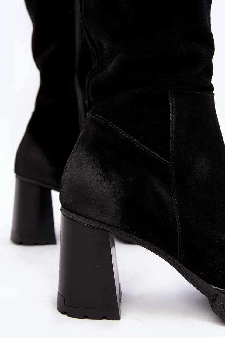 Boto Kozaki Ocieplane|Kozaki Na Słupku*Zamszowe Kozaki Damskie Na Słupku Przed Kolano Lemar Czarne Ceraxa Czarny