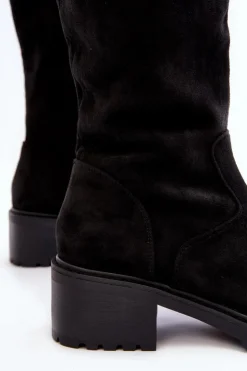 Boto Kozaki Płaskie|Kozaki Przed Kolano*Zamszowe Kozaki Damskie Na Płaskim Obcasie Czarne Saranai