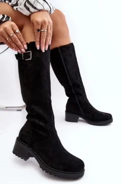 Boto Kozaki Płaskie|Kozaki Przed Kolano*Zamszowe Kozaki Damskie Na Płaskim Obcasie Czarne Saranai