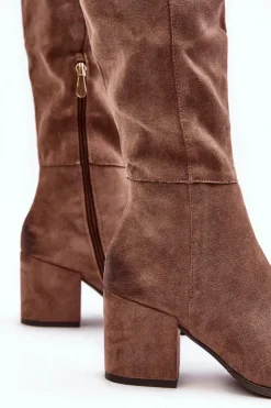 Damskie Buty damskie Vinceza Zamszowe Kozaki Damskie Za Kolano Beżowe Favana