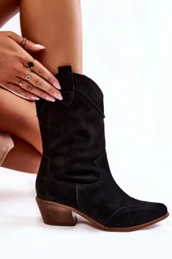 Online Boto Zamszowe Kozaki Kowbojki Lewski Shoes 3198 Czarne