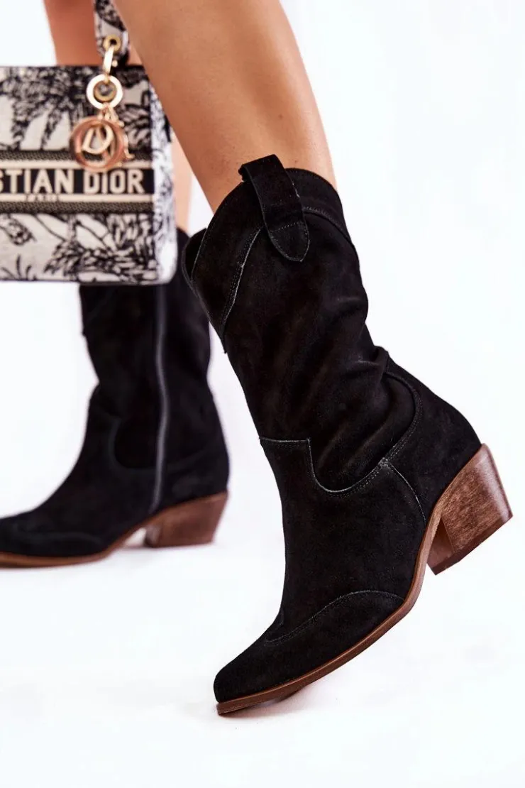 Online Boto Zamszowe Kozaki Kowbojki Lewski Shoes 3198 Czarne