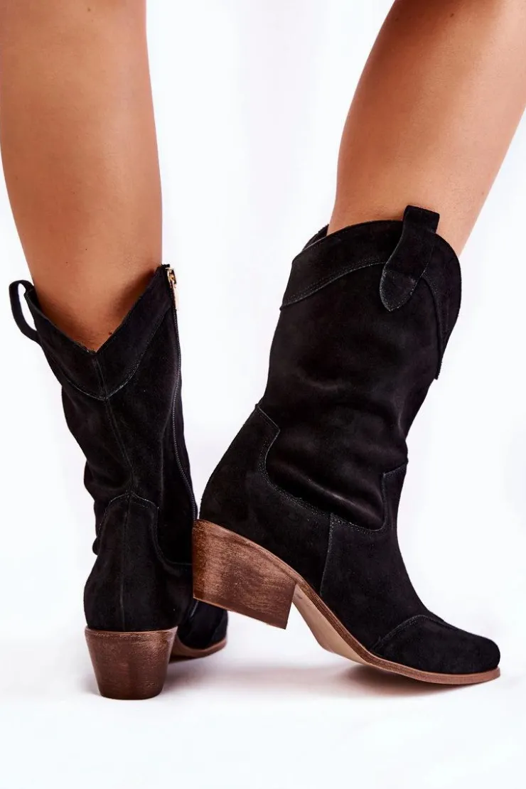 Online Boto Zamszowe Kozaki Kowbojki Lewski Shoes 3198 Czarne