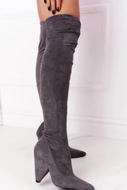 Outlet Boto Zamszowe Kozaki Na Obcasie Lu Boo Szare Szary