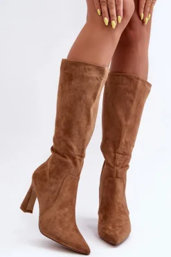 Boto Kozaki Na Szpilce|Kozaki Przed Kolano*Zamszowe Kozaki Na Słupku Brązowe Adrolio