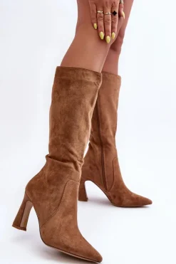 Boto Kozaki Na Szpilce|Kozaki Przed Kolano*Zamszowe Kozaki Na Słupku Brązowe Adrolio
