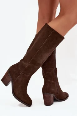 Boto Kozaki Ocieplane|Kozaki Na Słupku*Zamszowe Kozaki Na Słupku Zamek Czekoladowe Lissara Brązowy