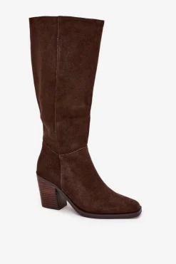 Boto Kozaki Ocieplane|Kozaki Na Słupku*Zamszowe Kozaki Na Słupku Zamek Czekoladowe Lissara Brązowy