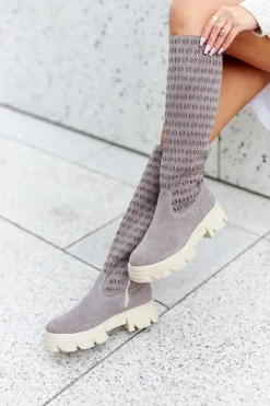 Boto Kozaki Wiosenne|Kozaki Ażurowe*Zamszowe Kozaki Z Ażurowym Wzorem Jasnobrązowe Eldime