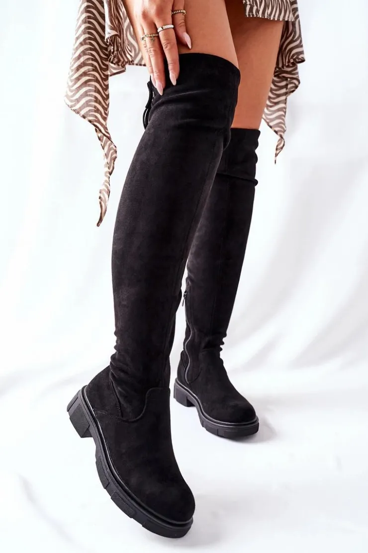 Boto Zamszowe Kozaki Za Kolano Czarne Selina