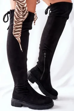 Boto Zamszowe Kozaki Za Kolano Czarne Selina
