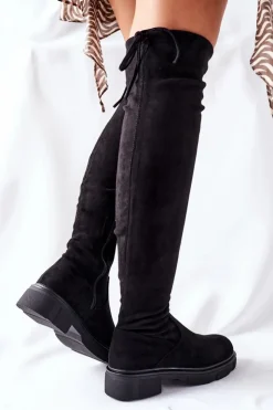 Boto Zamszowe Kozaki Za Kolano Czarne Selina
