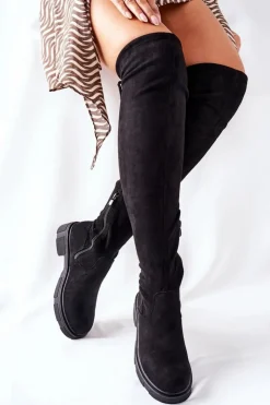 Boto Zamszowe Kozaki Za Kolano Czarne Selina