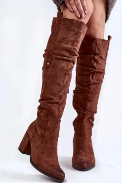 Damskie Boto Zamszowe Kozaki Za Kolano La.Fi 270065FX-SU Brązowe