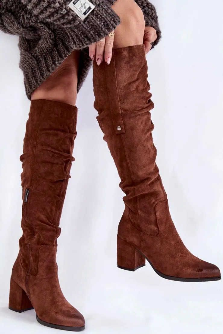 Damskie Boto Zamszowe Kozaki Za Kolano La.Fi 270065FX-SU Brązowe