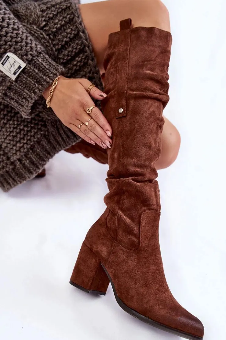 Damskie Boto Zamszowe Kozaki Za Kolano La.Fi 270065FX-SU Brązowe