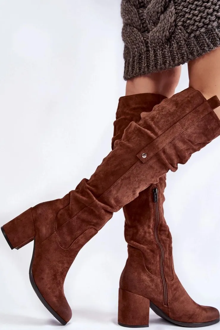 Damskie Boto Zamszowe Kozaki Za Kolano La.Fi 270065FX-SU Brązowe