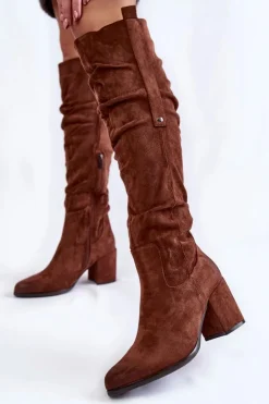 Damskie Boto Zamszowe Kozaki Za Kolano La.Fi 270065FX-SU Brązowe