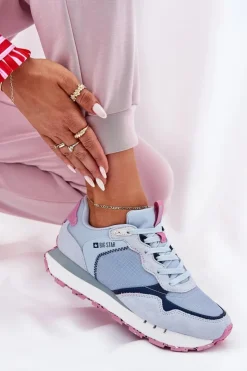 Big Star Shoes Buty Sportowe Big Star|Sneakersy Damskie*Zamszowe Lekkie Buty Sportowe Damskie Big Star RR274236 HI-POLY SYSTEM e Niebieski