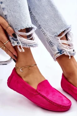 Damskie Evento Zamszowe Mokasyny Damskie Fuksja Morreno