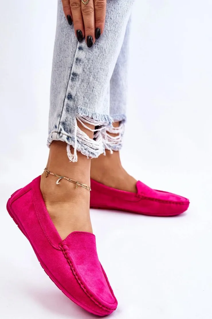 Damskie Evento Zamszowe Mokasyny Damskie Fuksja Morreno