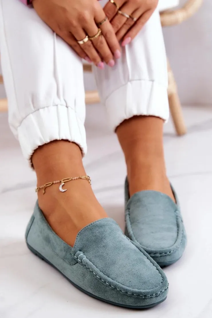 Damskie Evento Zamszowe Mokasyny Damskie Miętowe Morreno