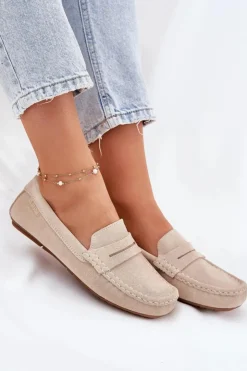 Best Big Star Shoes Zamszowe Mokasyny Damskie Big Star RR274947 Beżowe Beżowy