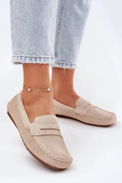 Best Big Star Shoes Zamszowe Mokasyny Damskie Big Star RR274947 Beżowe Beżowy